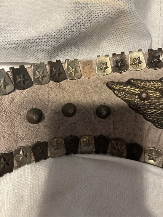 Jose Cotel Authentic Beige Taupe Bronze Stud Eagle Leather Metal Waist Belt main image 5
